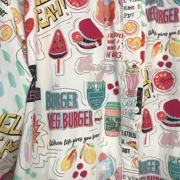 Zara Colorful Graphic Print Button-Up Tunic OVERSIZED - Picture 10 of 11